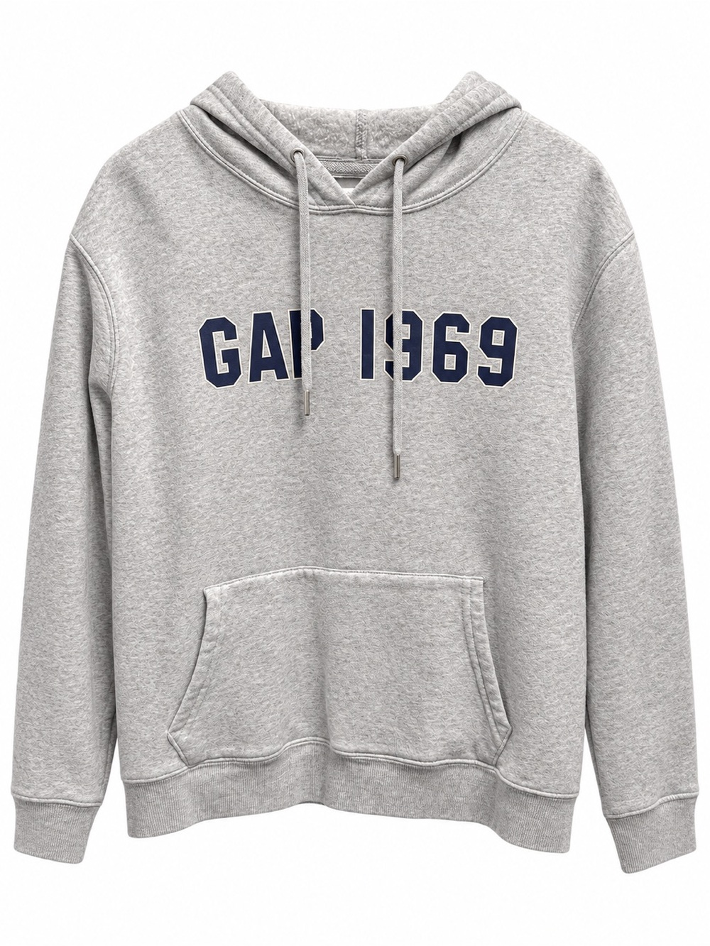 GAP Light Gray Crewneck Hoodie with Navy Logo